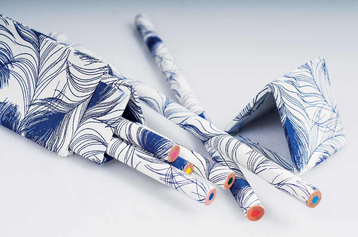 pencils covered with decorated paper